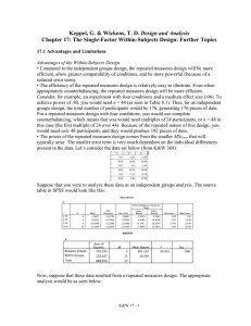 Design and Analysis Chapter 17: The Single-Factor Within-Subjects Design: Further Topics