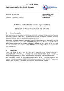 Institute of Electrical and Electronics Engineers (IEEE) Radiocommunication Study Groups