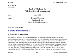 Draft of 5 Criteria for Wireless Network Management  Richard Kennedy