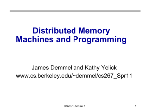 Distributed Memory Machines and Programming James Demmel and Kathy Yelick www.cs.berkeley.edu/~demmel/cs267_Spr11