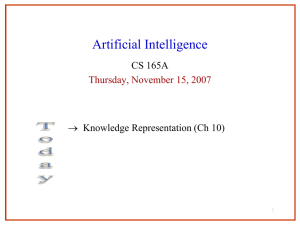 Artificial Intelligence CS 165A Knowledge Representation (Ch 10) Thursday, November 15, 2007