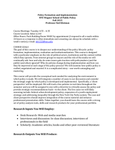 Policy Formation and Implementation NYU Wagner School of Public Policy Fall 2015