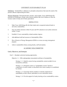 UNIVERSITY SUSTAINABILITY PLAN Definition: