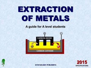 EXTRACTION OF METALS 2015 A guide for A level students