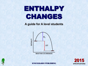 ENTHALPY CHANGES 2015 A guide for A level students