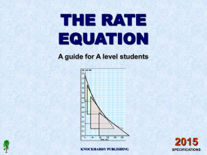 THE RATE EQUATION 2015 A guide for A level students