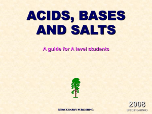 ACIDS, BASES AND SALTS 2008 A guide for A level students