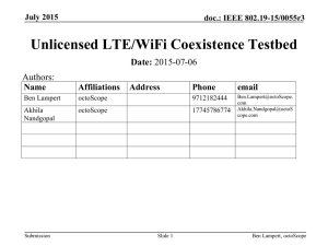 Unlicensed LTE/WiFi Coexistence Testbed Date: Authors: Name