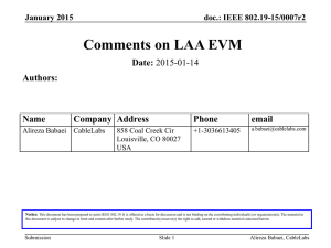 Comments on LAA EVM Date: Authors: Name