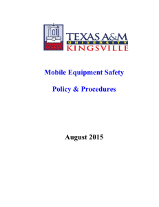Mobile Equipment Safety Policy &amp; Procedures August 2015