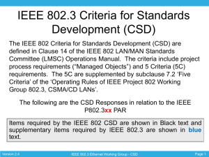 IEEE 802.3 Criteria for Standards Development (CSD)
