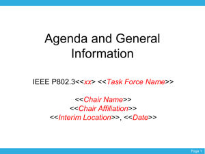 Agenda and General Information