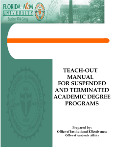 TEACH-OUT MANUAL FOR SUSPENDED AND TERMINATED