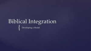 { Biblical Integration Developing a Model