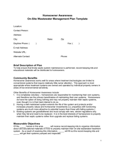 Homeowner Awareness On-Site Wastewater Management Plan Template