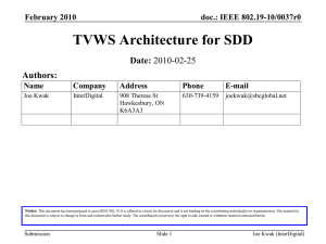 TVWS Architecture for SDD Date: Authors: doc.: IEEE 802.19-10/0037r0