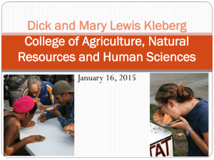 Dick and Mary Lewis Kleberg College of Agriculture, Natural January 16, 2015