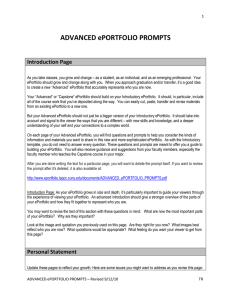 ADVANCED ePORTFOLIO PROMPTS  Introduction Page