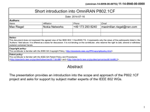 Short introduction into OmniRAN P802.1CF 11-14-0940-00-0000 Max Riegel Nokia Networks