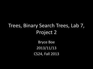 Trees, Binary Search Trees, Lab 7, Project 2 Bryce Boe 2013/11/13