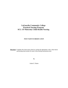 LaGuardia Community College Practical Nursing Program SCL 115 Maternity Child Health Nursing