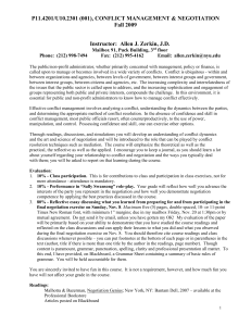 P11.4201/U10.2301 (001), CONFLICT MANAGEMENT &amp; NEGOTIATION Fall 2009