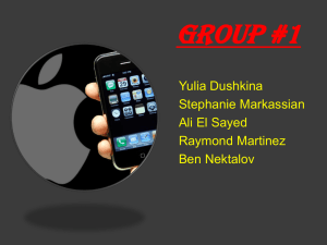 Group #1 Yulia Dushkina Stephanie Markassian Ali El Sayed