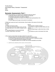 Semester Assessment, Part 1 Timothy Moore Intermediate History, Semester 1 Assessment Date: