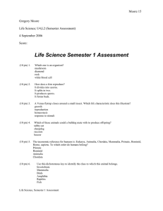 Life Science Semester 1 Assessment Moore 15 Gregory Moore