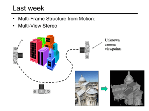 Last week • Multi-Frame Structure from Motion: • Multi-View Stereo Unknown