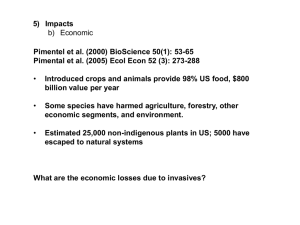 5) Impacts Pimentel et al. (2000) BioScience 50(1): 53-65 b) Economic