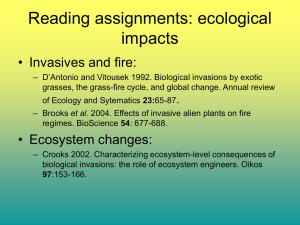 Reading assignments: ecological impacts • Invasives and fire: