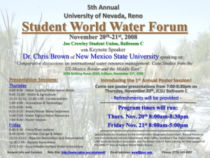 Student World Water Forum Dr. Chris Brown New Mexico State University 5th Annual