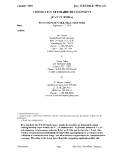 January 2004 doc.: IEEE 802.11-03/xxxr01 CRITERIA FOR STANDARDS DEVELOPMENT (FIVE CRITERIA)