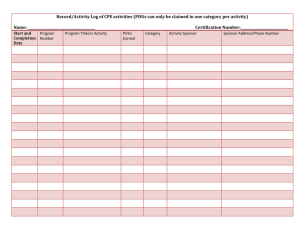 Record/Activity Log of CPE activities (PDUs can only be claimed...  Name: ________________________________________         ...