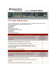 Student Affairs CCC Study Skills Inventory D