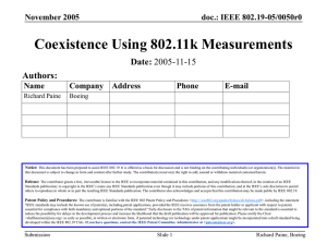Coexistence Using 802.11k Measurements Date: Authors: doc.: IEEE 802.19-05/0050r0