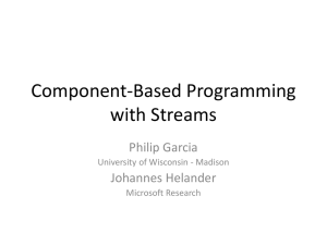 Component-Based Programming with Streams Philip Garcia Johannes Helander