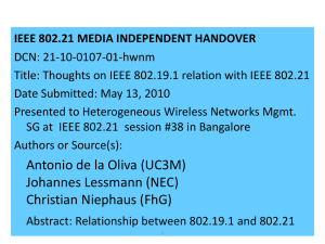 IEEE 802.21 MEDIA INDEPENDENT HANDOVER DCN: 21-10-0107-01-hwnm Date Submitted: May 13, 2010