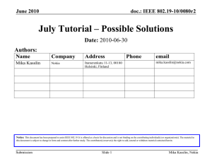 July Tutorial – Possible Solutions Date: Authors: doc.: IEEE 802.19-10/0080r2