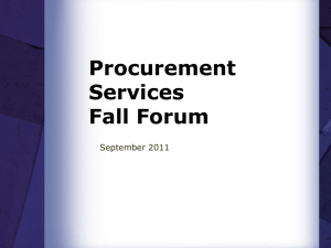 Procurement Services Fall Forum September 2011