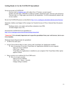 Getting Ready to Use the FASTRANS Spreadsheet
