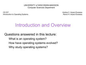 Introduction and Overview Questions answered in this lecture:
