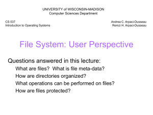 File System: User Perspective Questions answered in this lecture: