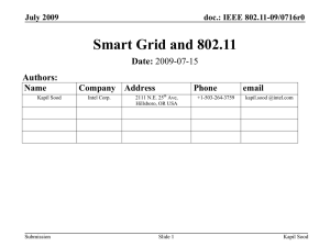 Smart Grid and 802.11 Date: Authors: Name