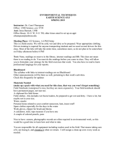 ENVIRONMENTAL TECHNIQUES EARTH SCIENCE 4313 SPRING 2015