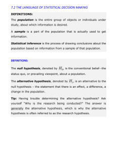 7.2 THE LANGUAGE OF STATISTICAL DECISION MAKING