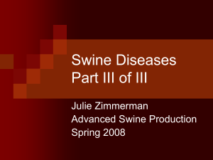 Swine Diseases Part III of III Julie Zimmerman Advanced Swine Production