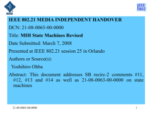 IEEE 802.21 MEDIA INDEPENDENT HANDOVER DCN: 21-08-0065-00-0000 MIH State Machines Revised