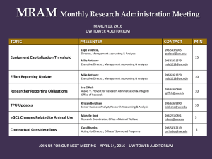MRAM Monthly Research Administration Meeting TOPIC PRESENTER